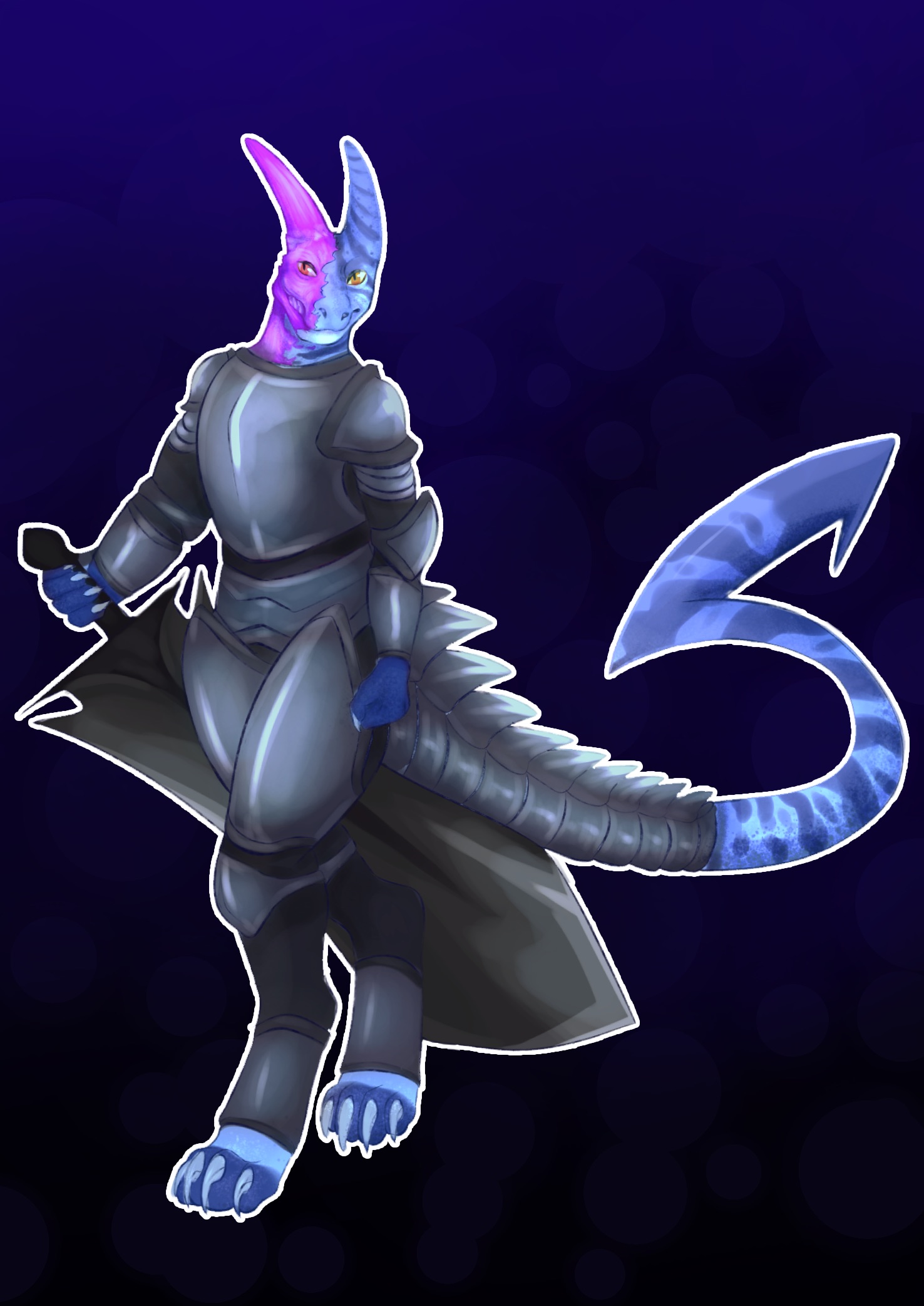 blue lizard anthro guy in armor